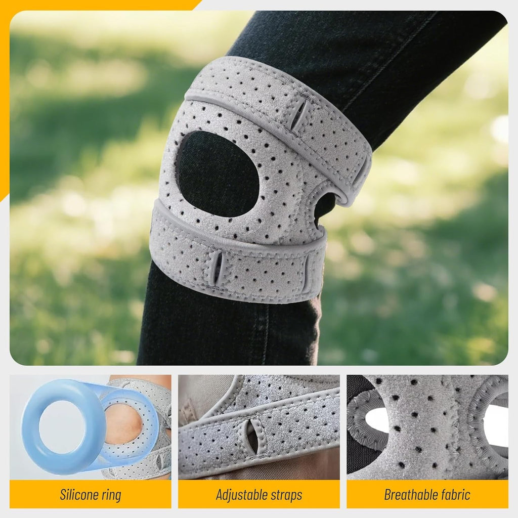 2 Pack Knee Brace Support with Gel Pad and Side Stabilizers – Adjustable Knee Sleeve for Sports and Joint Pain Relief