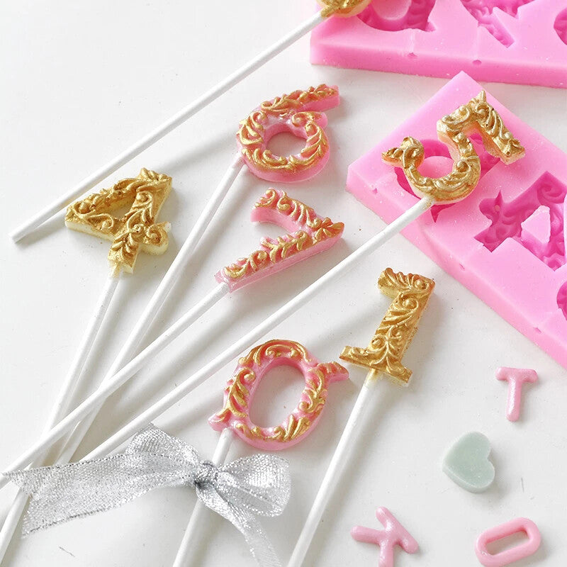 4PCS Number Silicone Fondant Mold Set – Cake Decorating Chocolate Sugarcraft Mould (0–9)