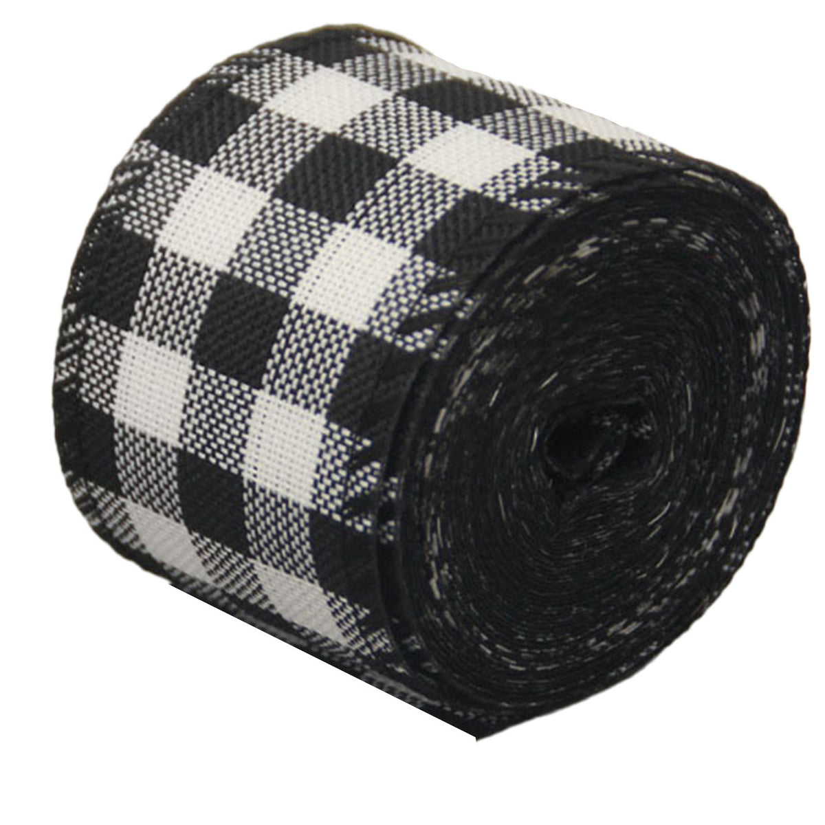 Wired Christmas ribbon roll style 6 – black and white buffalo check