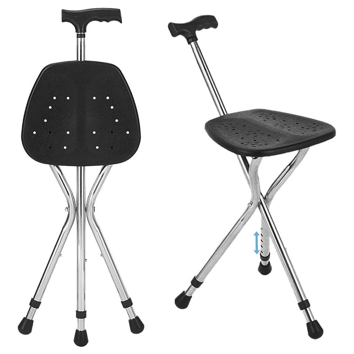 Foldable Seat Cane with Tripod Chair Portable Walking Stick Seat Outdoor Travel Mobility Aid