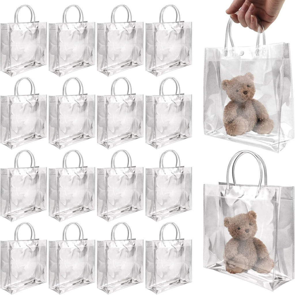 40pcs Clear PVC Gift Bags with Handles | Transparent Plastic Party Favor Bags (2 Sizes)