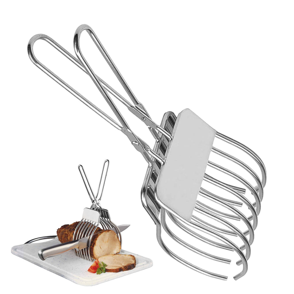 Stainless Steel Meat Slicing Tongs | Roast Beef Bread Onion Tomato Cutting Holder