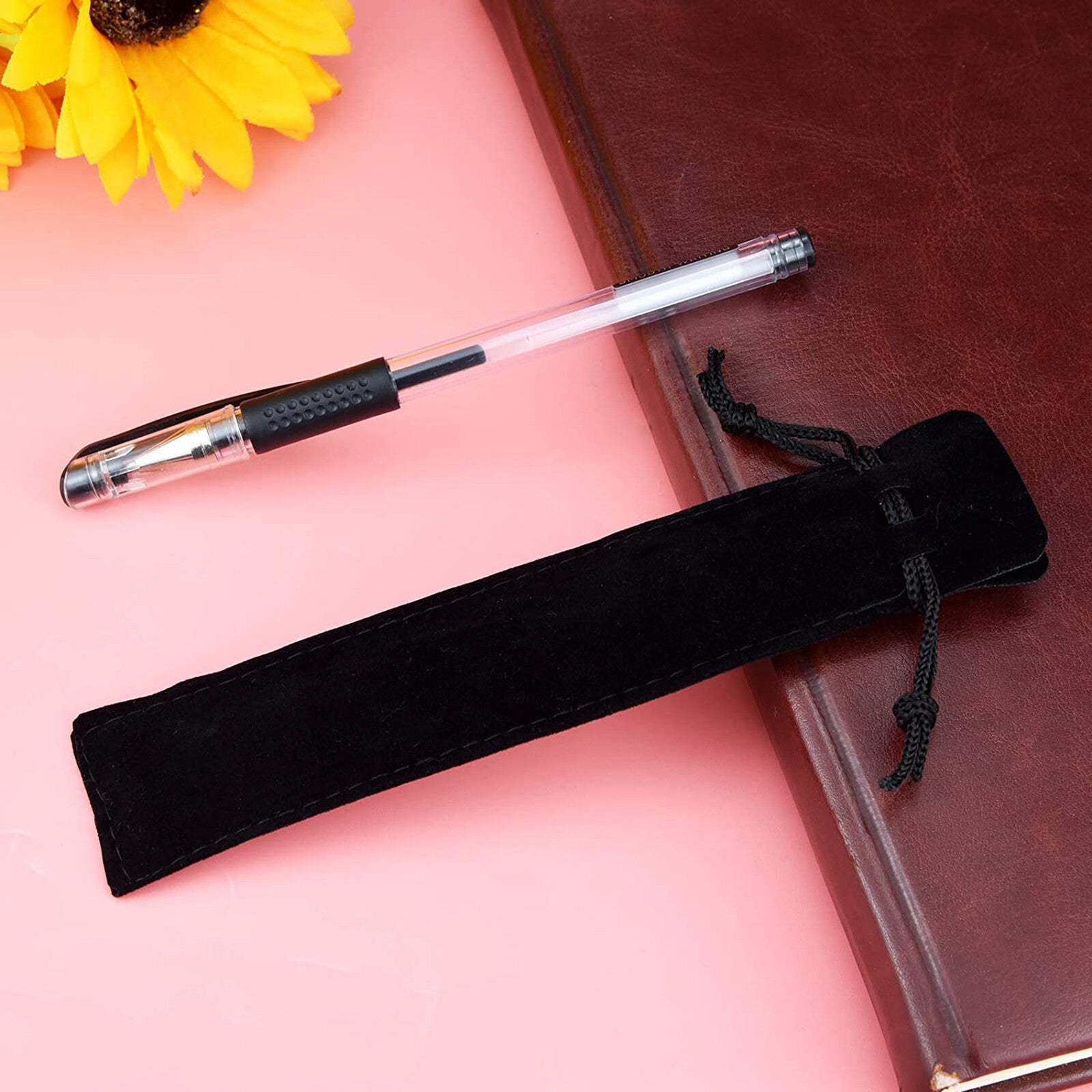 100PCS Velvet Pen Pouch Drawstring Pen Gift Bag Single Pen Packaging Case