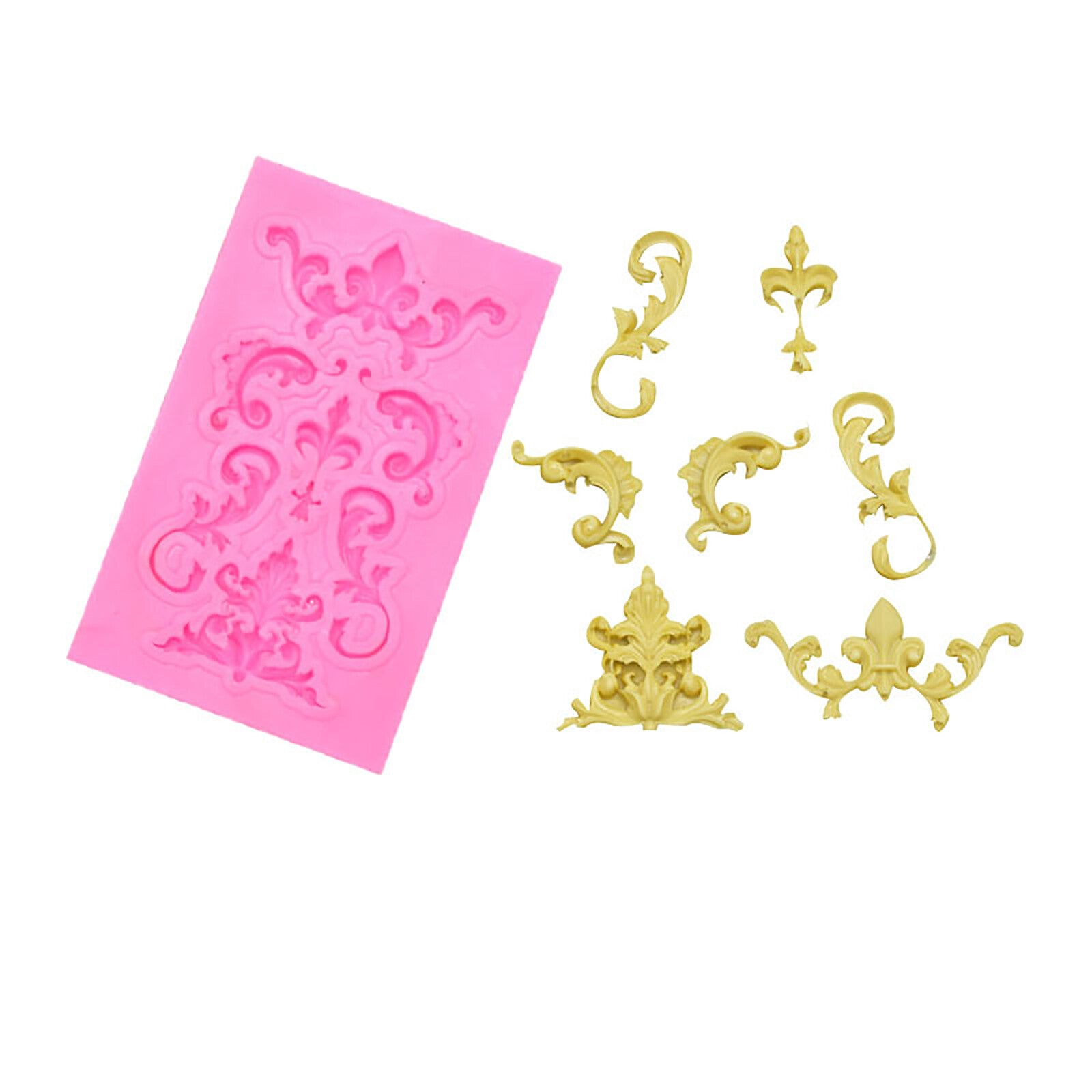 2PCS Vintage Baroque Silicone Fondant Mould – Cake Border Relief Sugarcraft Decorating Mold