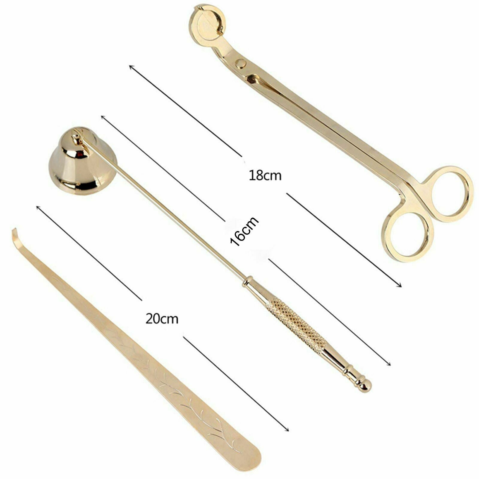 3pcs Stainless Steel Candle Care Tool Set | Wick Trimmer Snuffer & Hook Kit