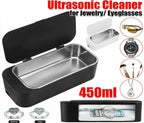 Ultrasonic Cleaner 450ml Sonic Wave Cleaning Machine for Jewelry Glasses Watch Stainless Steel Tank