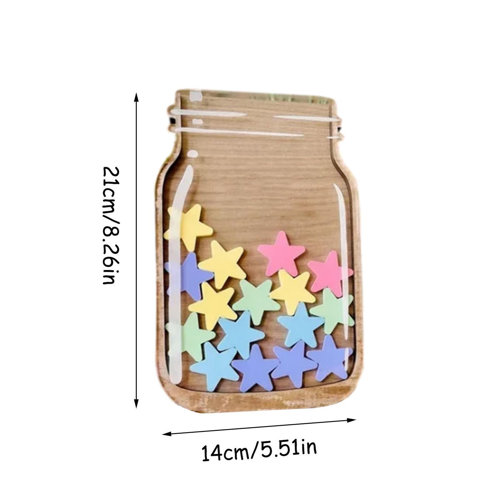Wooden Star Reward Jar Classroom Behaviour Reward System with 25 Stars