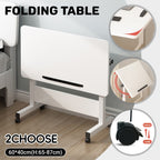 Adjustable Foldable Table with Wheels Mobile Laptop Desk Bedside Rolling Table Space Saving