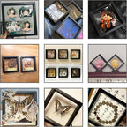20PCS Square 3D Floating Jewelry Display Frames - Coin Holder Box Cases with Stands