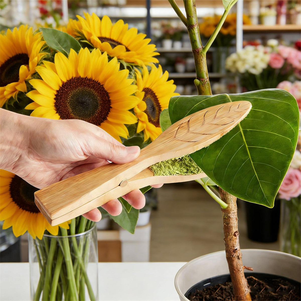 2PCS Wooden Leaf Cleaning Tongs Plant Leaf Lint Cleaner with Wood Handle 25cm AU