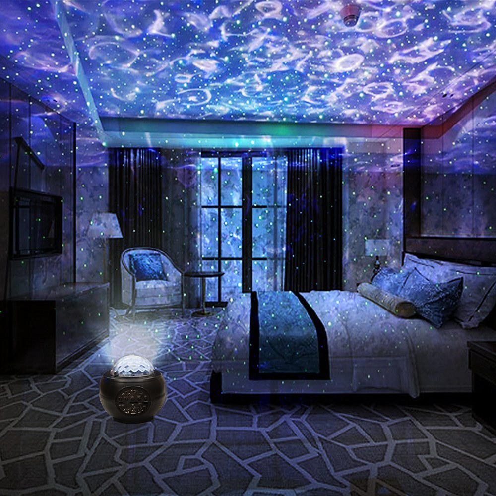 Galaxy Star Projector Night Light LED Ocean Wave Lamp Bluetooth Music Remote Control
