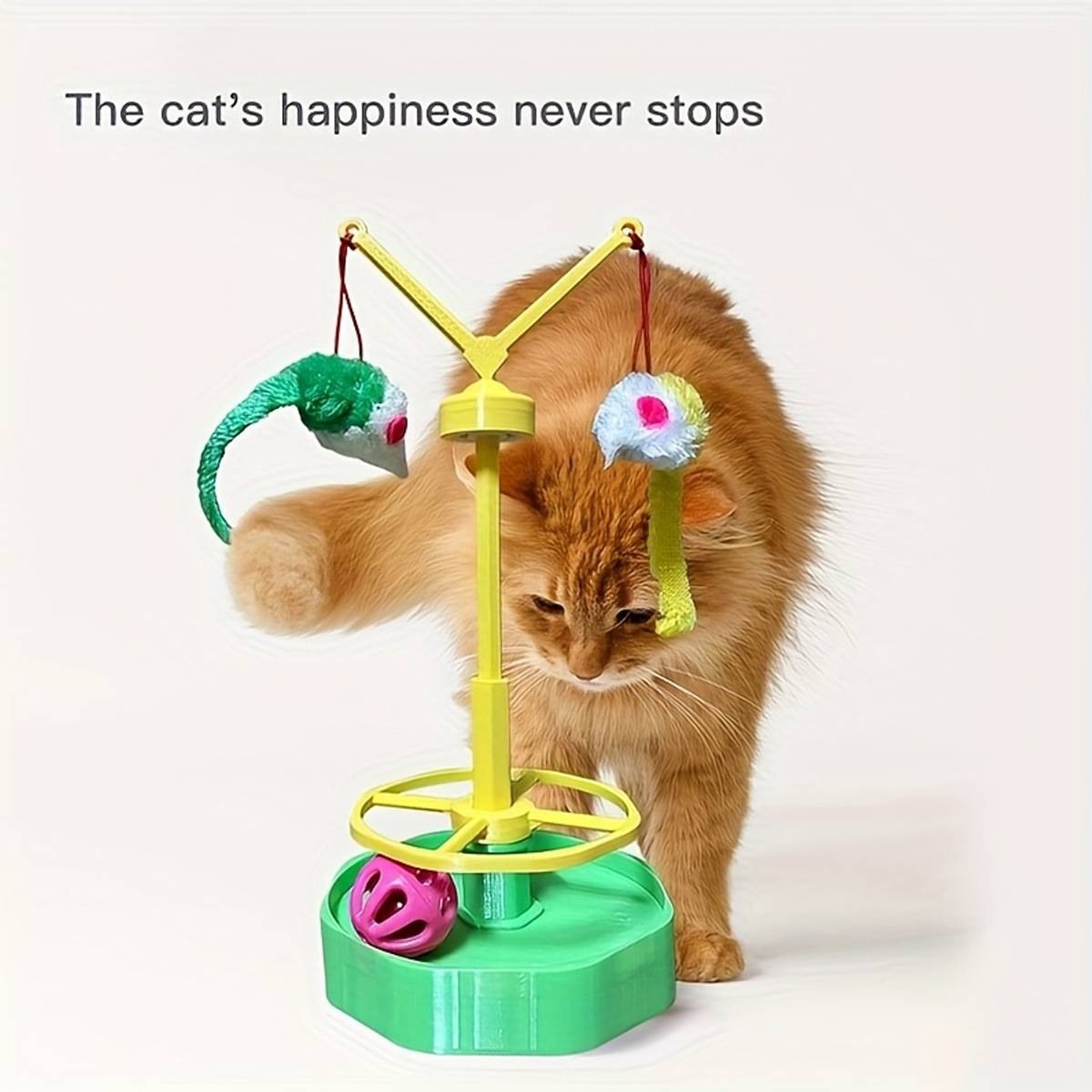 Cat Spinning Wheel Toy Interactive Cat Toy Self Amusement Plush Mouse Indoor Pet
