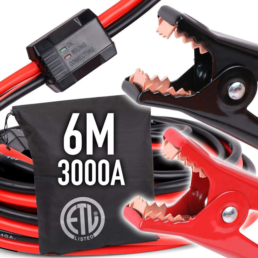3000A Heavy Duty Jumper Leads 6M – Car Battery Booster Cables with Surge Protection
