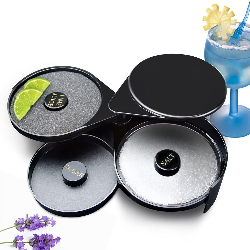 2pcs 3-Tier Cocktail Glass Rimmer | Bar Salt Sugar Seasoning Box for Bartender
