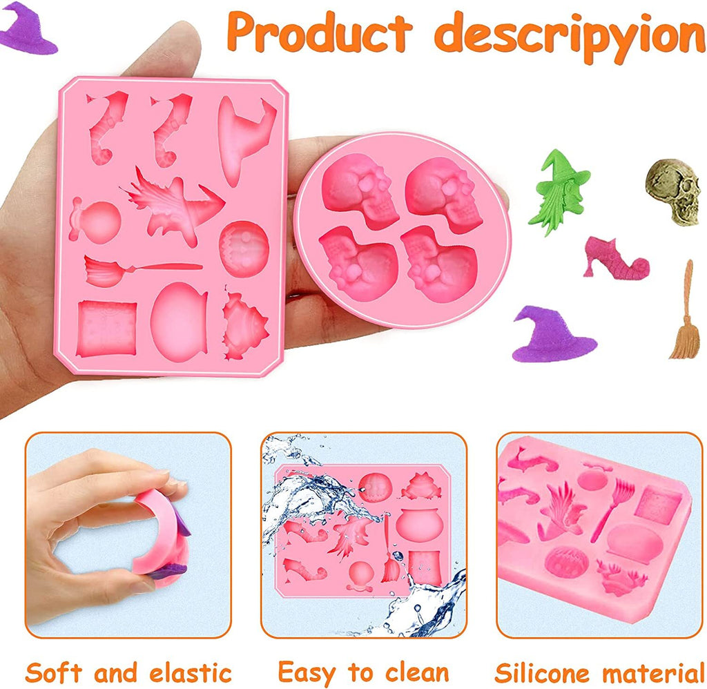 6PCS Halloween Silicone Mould Ghost Pumpkin Bat Skull DIY Resin Candle Craft Mold