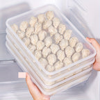2PCS Fridge Dumpling Storage Box With Lid Plastic Food Container Refrigerator Organizer