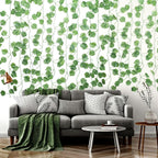 12PCS 2M Artificial Ivy Vine Garland - Fake Hanging Green Leaf Plant for Party Home Decor