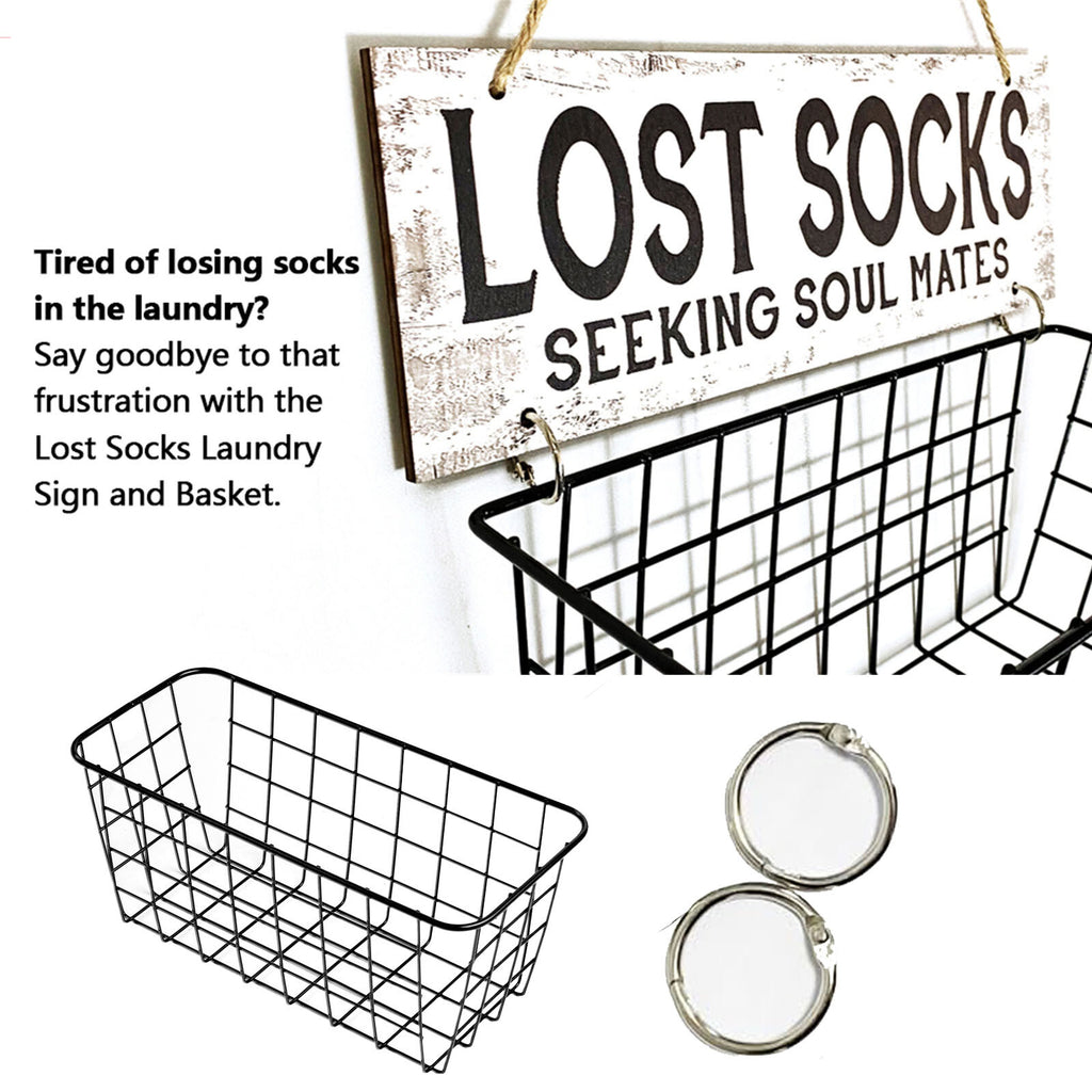Lost Socks Laundry Basket Sign – Wall Mounted Laundry Room Sock Organizer