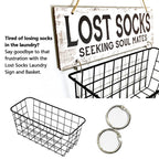 Lost Socks Laundry Basket Sign – Wall Mounted Laundry Room Sock Organizer
