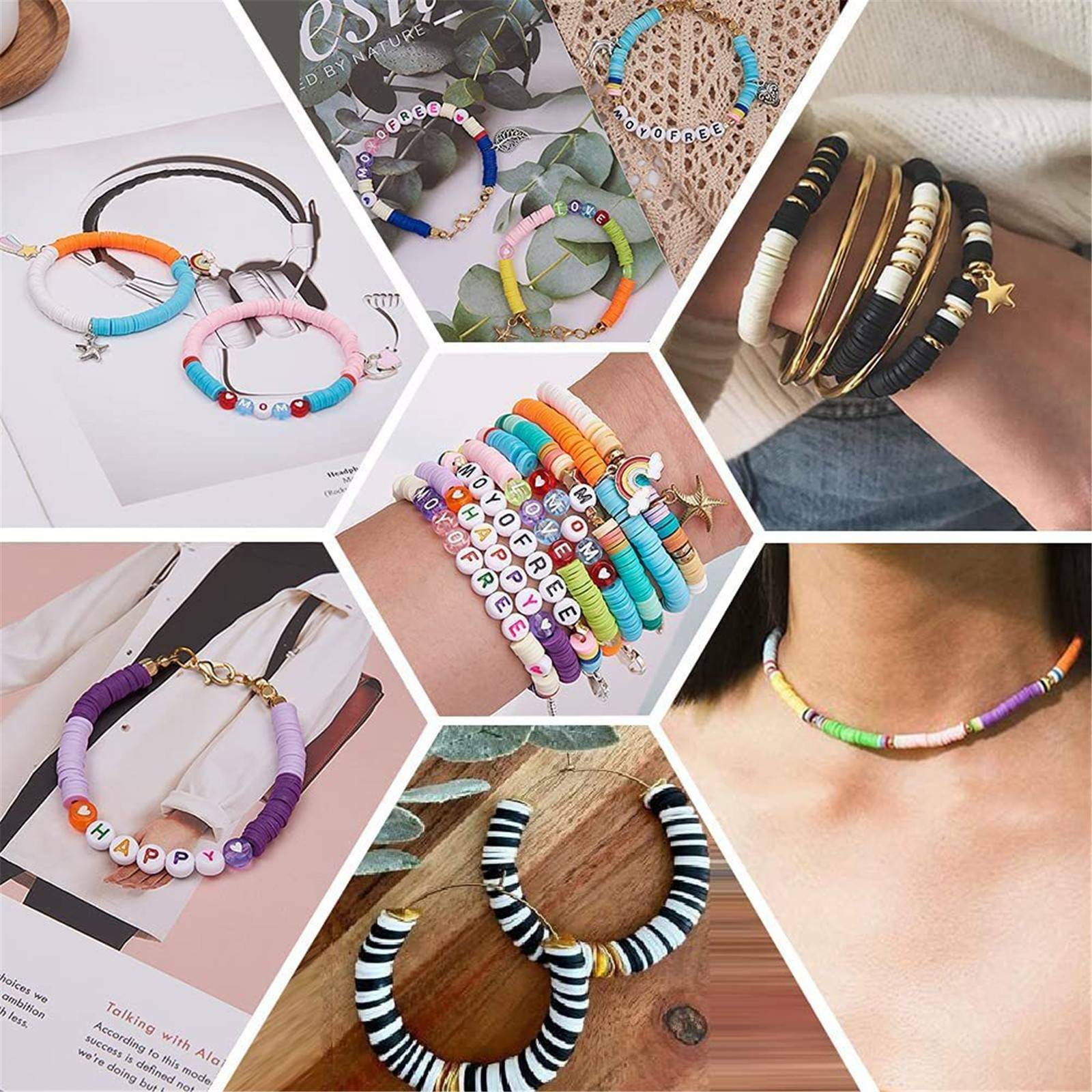 4300PCS Polymer Clay Beads Kit DIY Bracelet Jewelry Making Beads Set