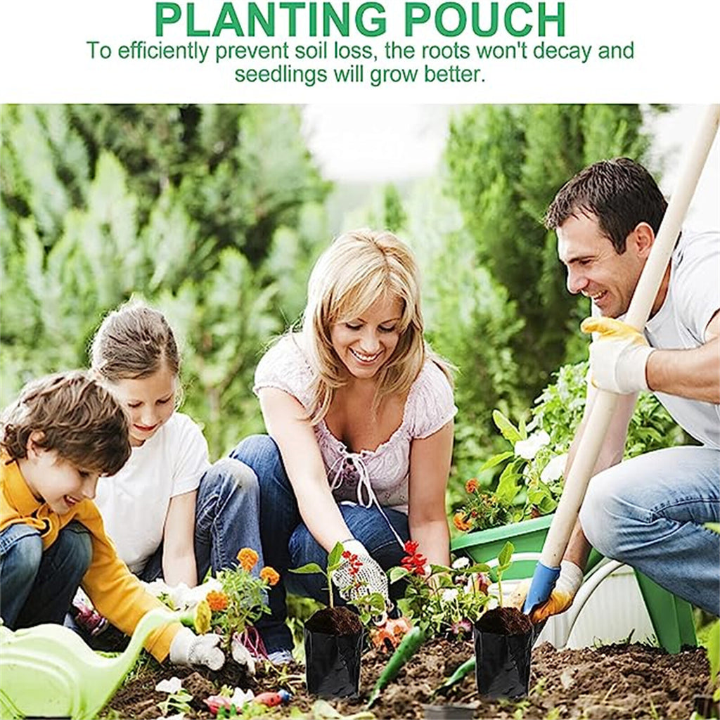 300PCS Plant Grow Bags with Breathable Holes - PE Seedling Nursery Bags in 3 Sizes