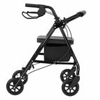 4-Wheel Rollator Walker Folding Mobility Aid with Seat Brakes & Storage Bag for Seniors