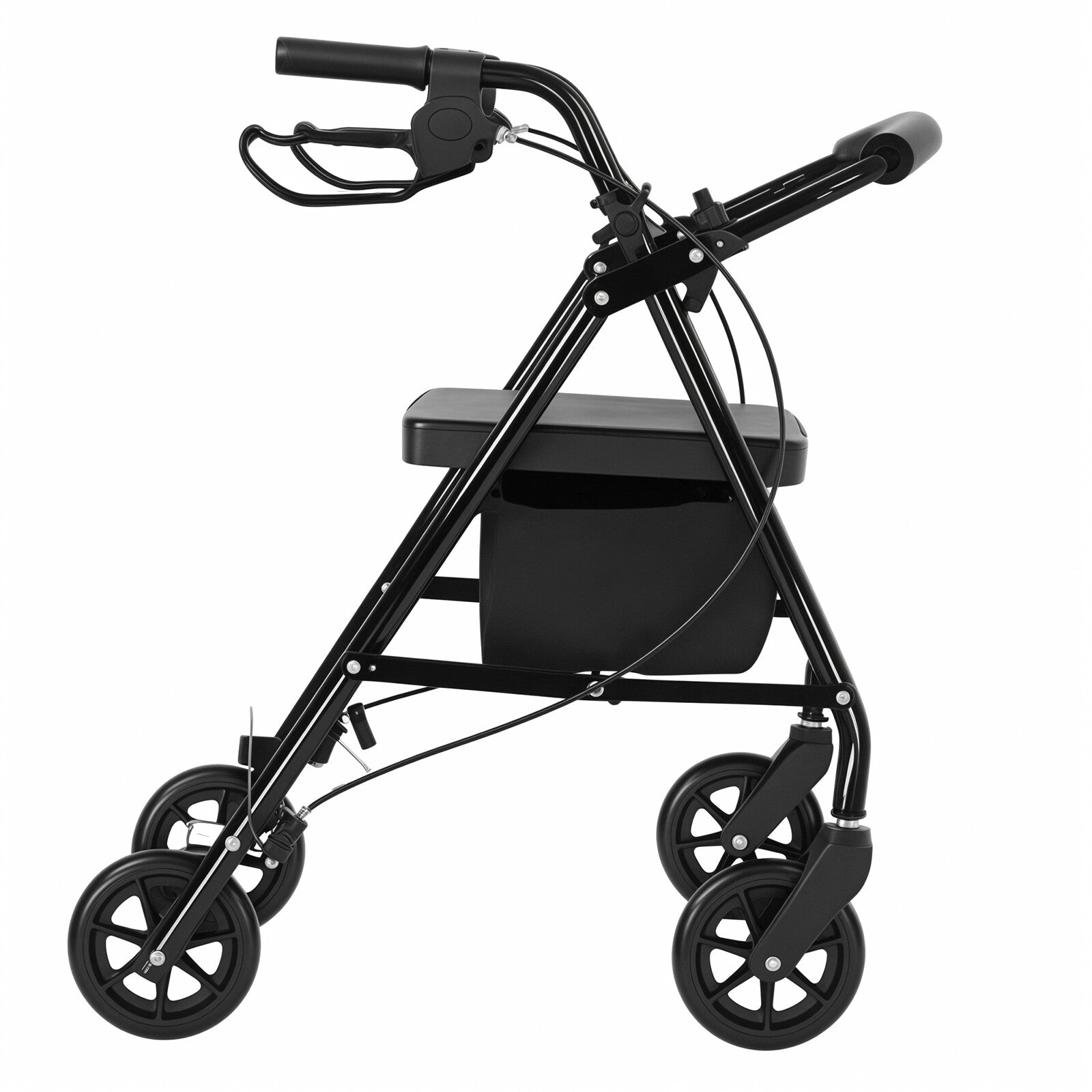 4-Wheel Rollator Walker Folding Mobility Aid with Seat Brakes & Storage Bag for Seniors