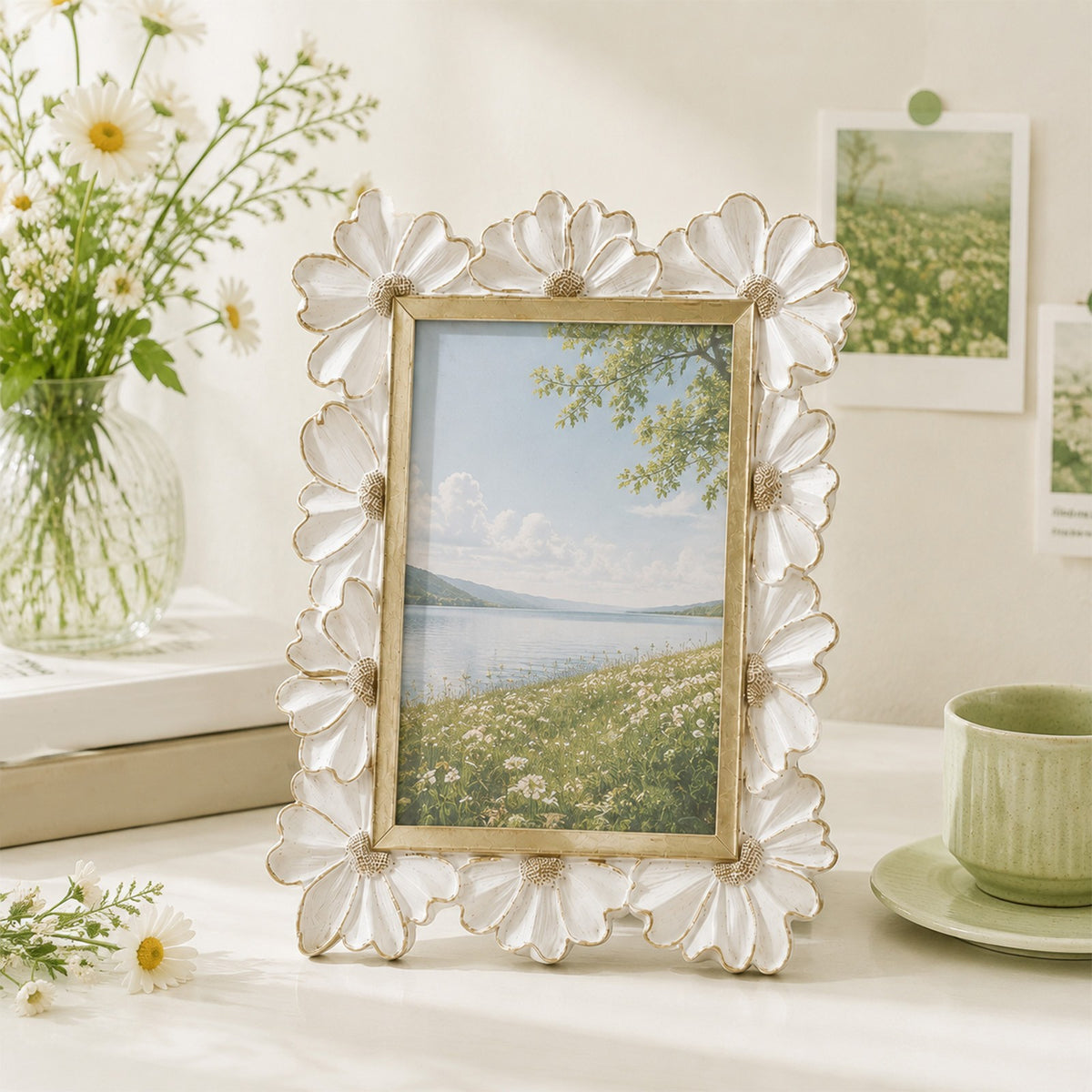 2pcs Resin Flower Photo Frame Art Projects Display Table Stand Office Home Decor