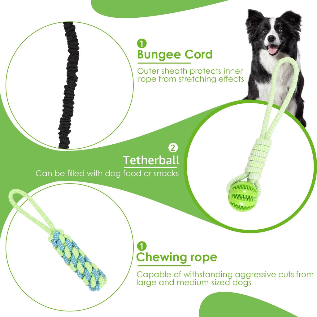 2 Set Interactive Dog Tug Toy Rope – Hanging Bungee Pull Toy for Indoor and Outdoor Play
