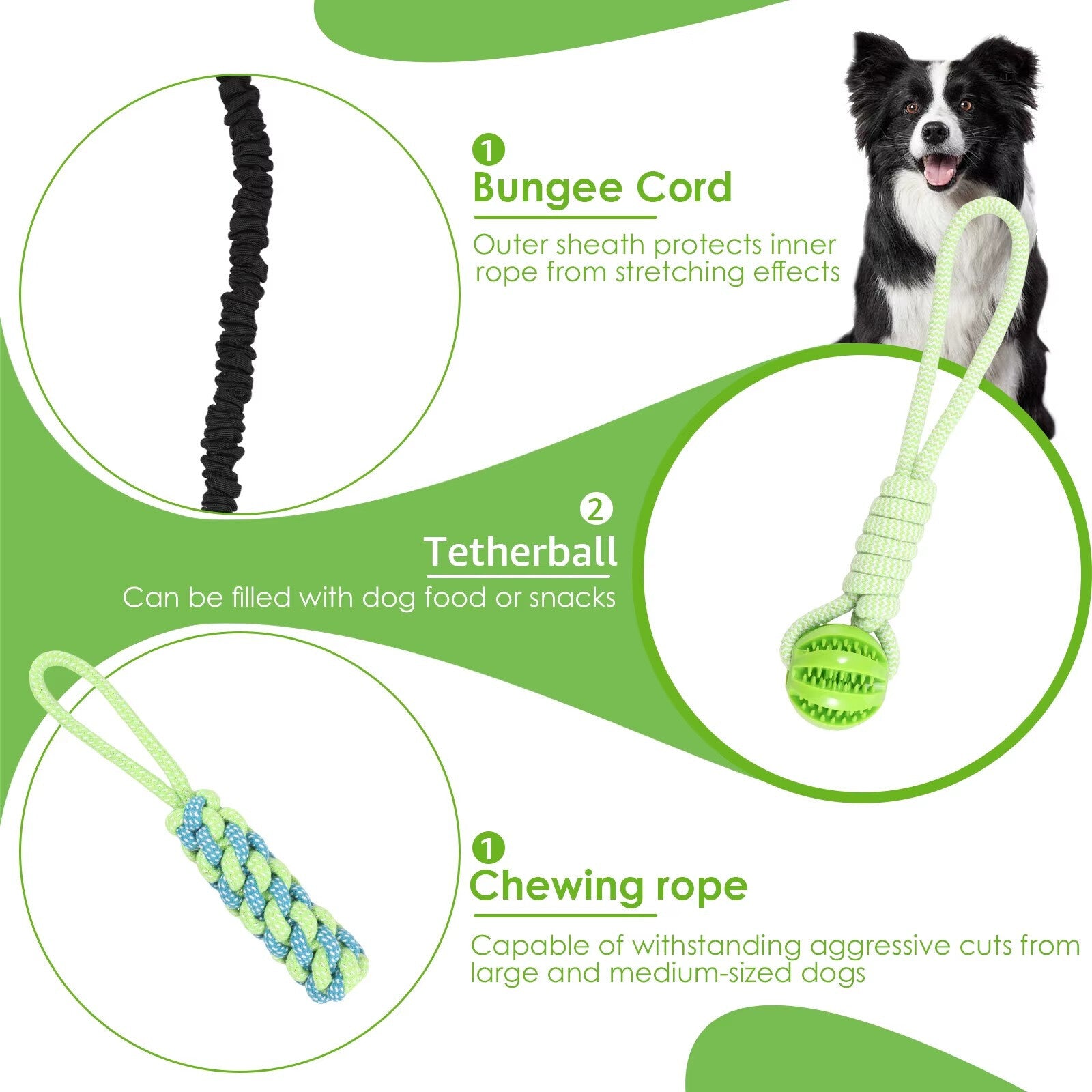 2 Set Interactive Dog Tug Toy Rope – Hanging Bungee Pull Toy for Indoor and Outdoor Play