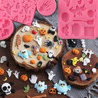 6PCS Halloween Silicone Mould Ghost Pumpkin Bat Skull DIY Resin Candle Craft Mold