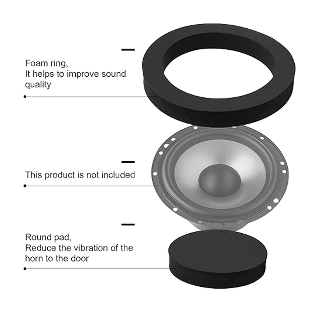16pcs Car Speaker Foam Enhancer Rings 6.5" | Door Soundproof Vibration Dampening Kit
