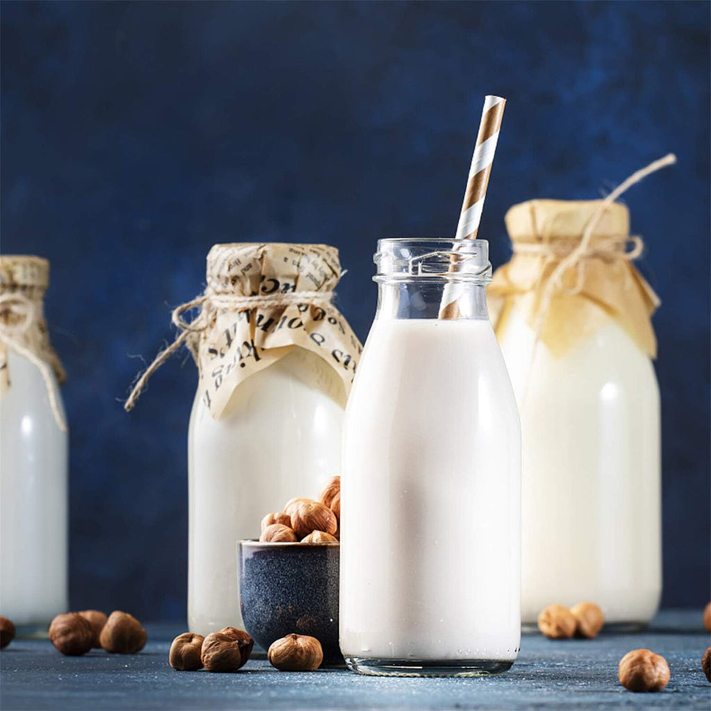 16pcs 300ml Glass Milk Bottles with Screw Lid | Reusable Juice & Beverage Containers