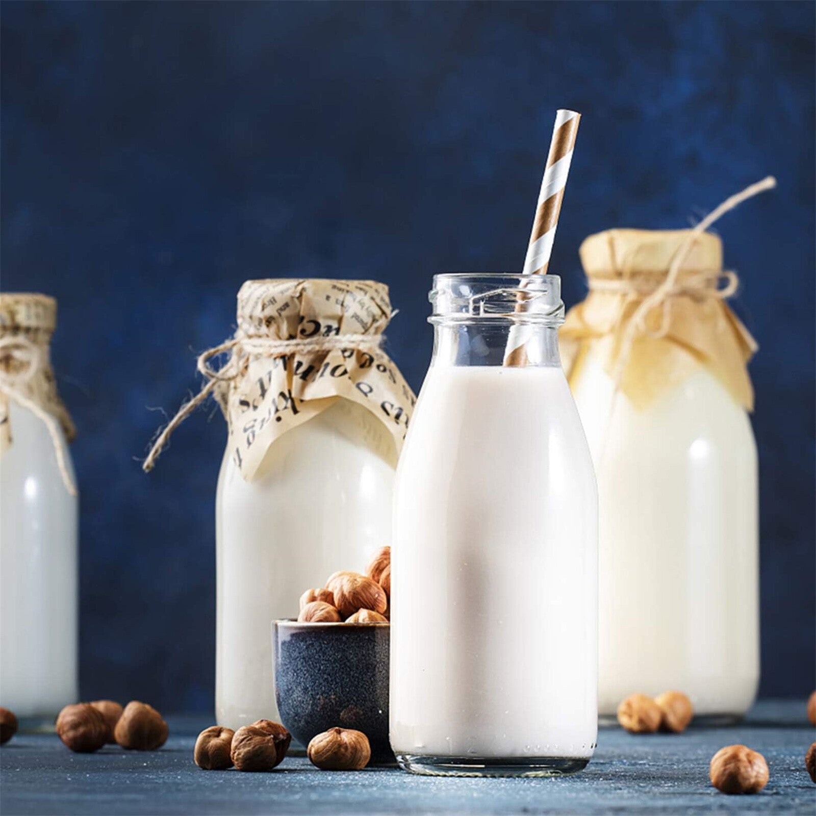 16pcs 300ml Glass Milk Bottles with Screw Lid | Reusable Juice & Beverage Containers