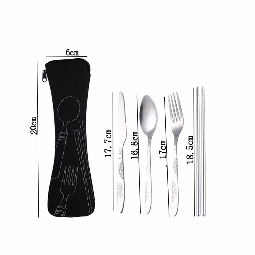 12PCS Camping Cutlery Set Stainless Steel Portable Travel Tableware with Carry Bag