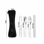 12PCS Camping Cutlery Set Stainless Steel Portable Travel Tableware with Carry Bag
