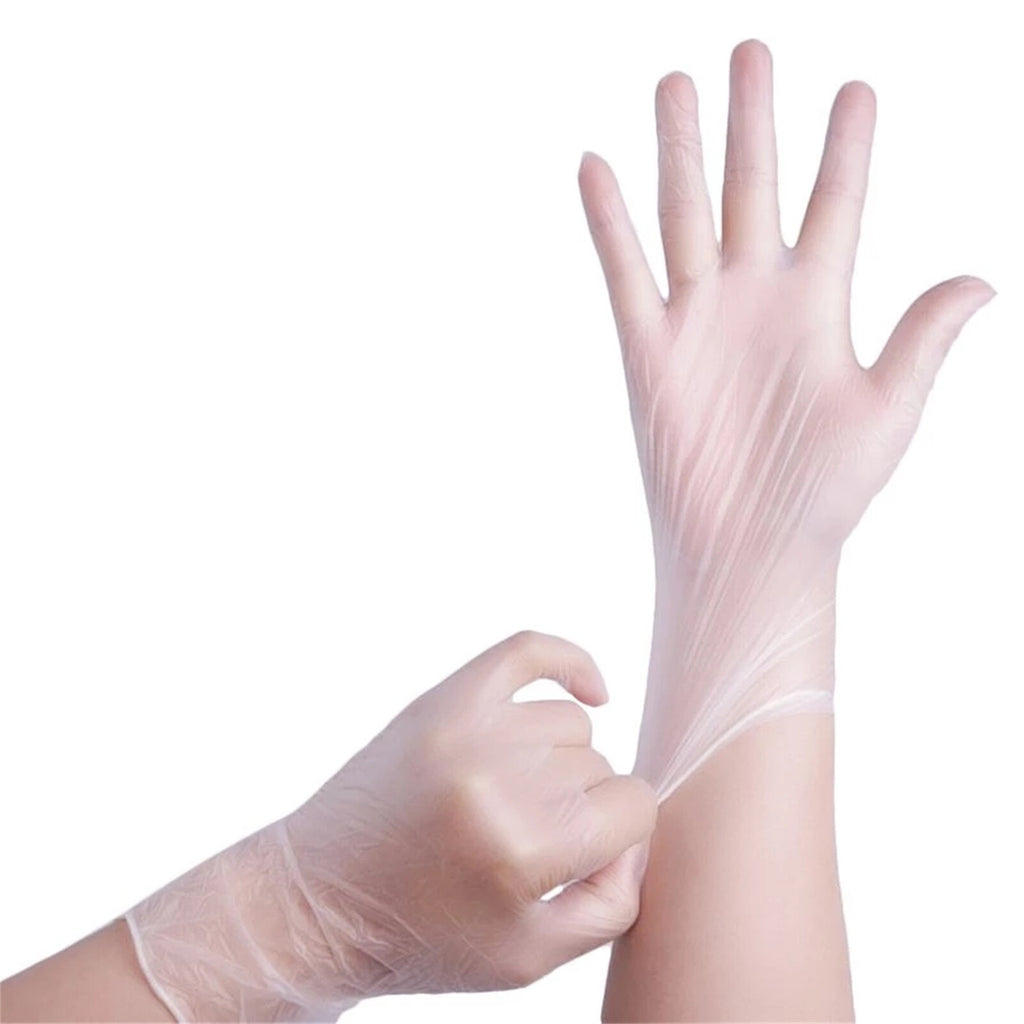 200PCS Clear Vinyl Disposable Gloves Powder Free - Food Safe Medical and Cleaning Gloves Size M