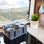 Caravan Glass and Cup Holder Storage Bag – Felt Tableware Organizer for Motorhome, Boat and Camping Use