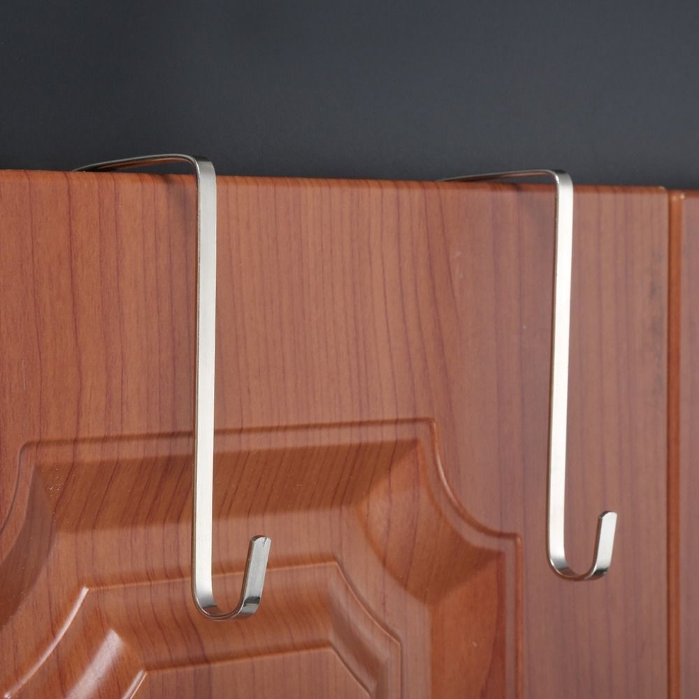 10pcs 5mm Stainless Steel Over The Door Hook Adjustable Door Hanger Rack Cloth