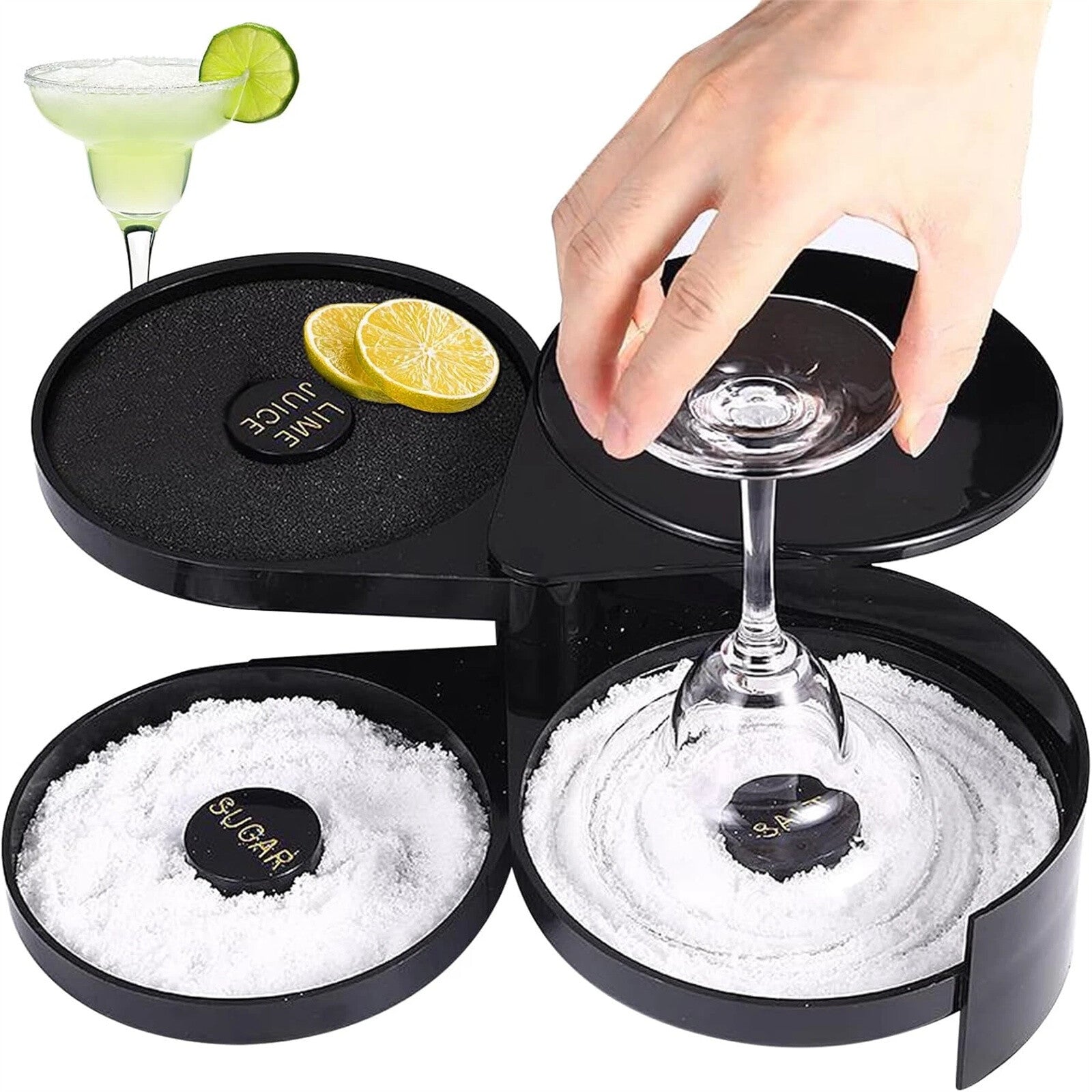 2pcs 3-Tier Cocktail Glass Rimmer | Bar Salt Sugar Seasoning Box for Bartender