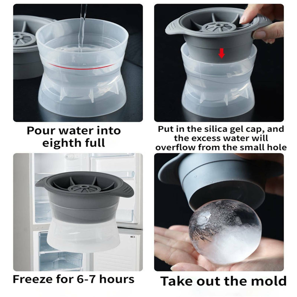 9PCS Whiskey Cocktail Sphere Ice Ball Mold Set - Reusable Round Ice Cube Maker for Drinks