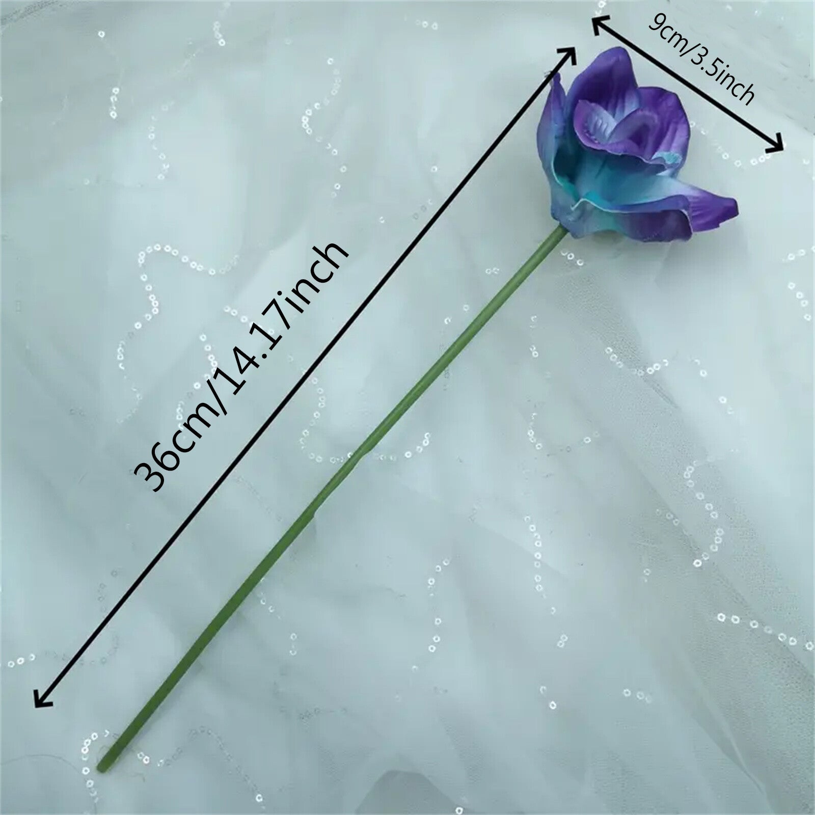 1PC Artificial Orchid Stem - Purple Turquoise Faux Flower Branch for Home and Event Decor