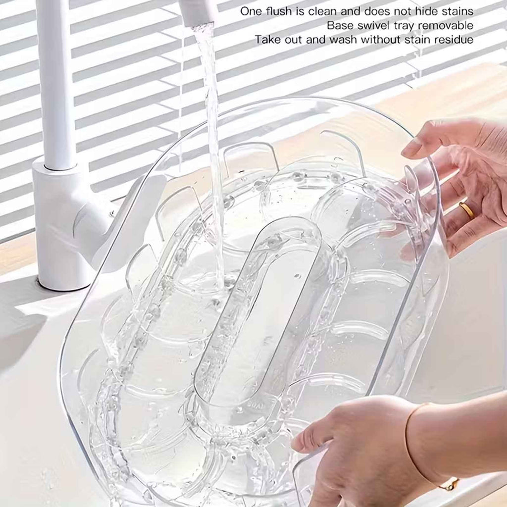 360° Rotating Fridge Organizer Tray – Lazy Susan Kitchen Storage Container