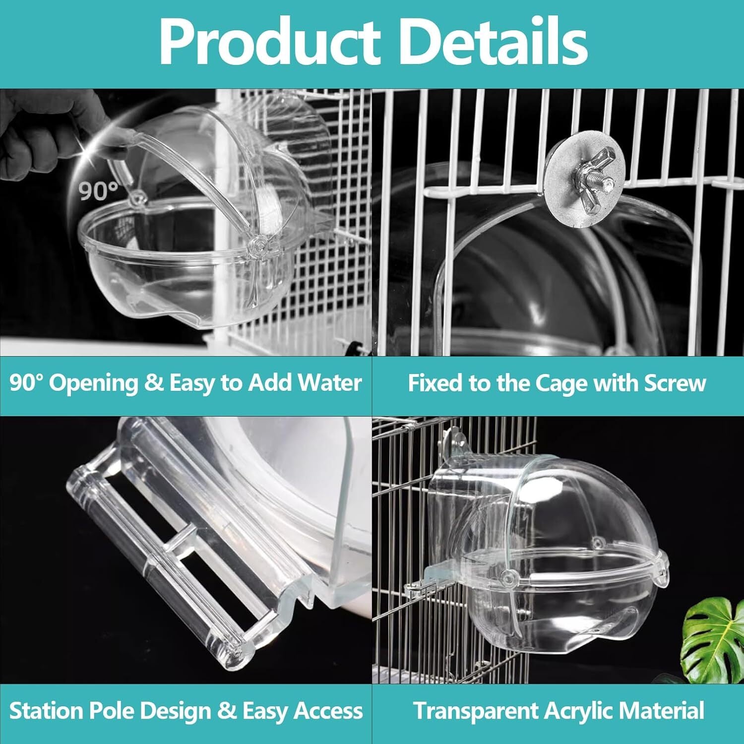 Round Hanging Bird Bath Tub for Cage – Plastic Parrot Bird Bath Bowl for Small Birds