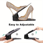 24x Adjustable Plastic Double Layer Shoe Rack Three Gear Shoe Support Space Sav24PCS Adjustable Double Layer Shoe Rack Holders - Space Saving Plastic Shoe Organiserse