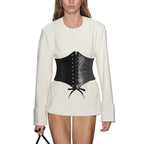 2PCS Women’s Body Shaper Buckle Wide Waist Belt - Elastic Underbust Corset Belt Black