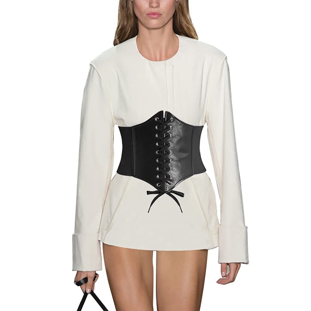 2PCS Women’s Body Shaper Buckle Wide Waist Belt - Elastic Underbust Corset Belt Black