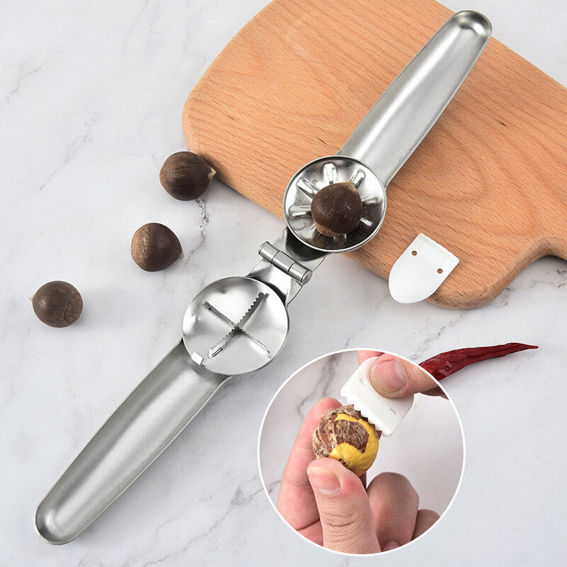 2 Pack Stainless Steel Chestnut Cutter Nut Cracker – Easy Walnut and Chestnut Opener Tool