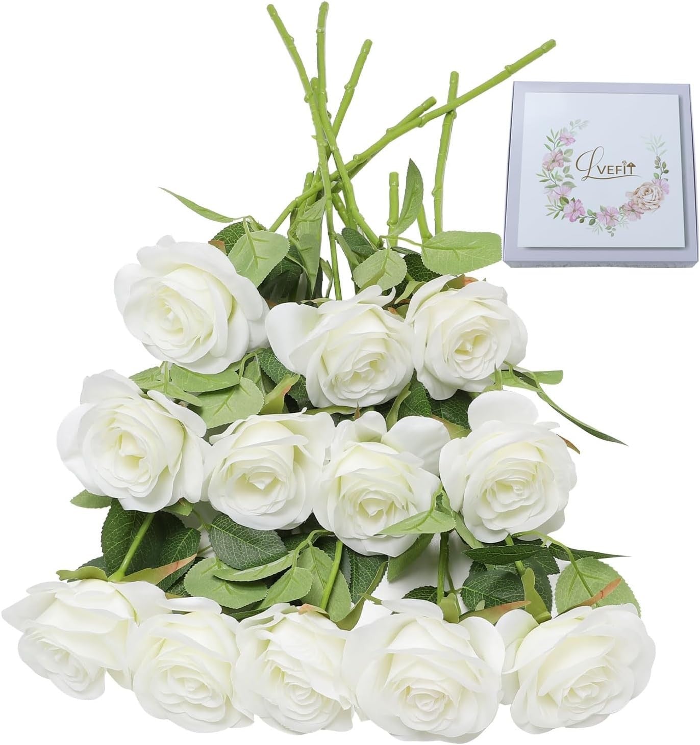 20pcs Artificial Rose Flowers Silk Long Stem Fake Roses Wedding Home Decor