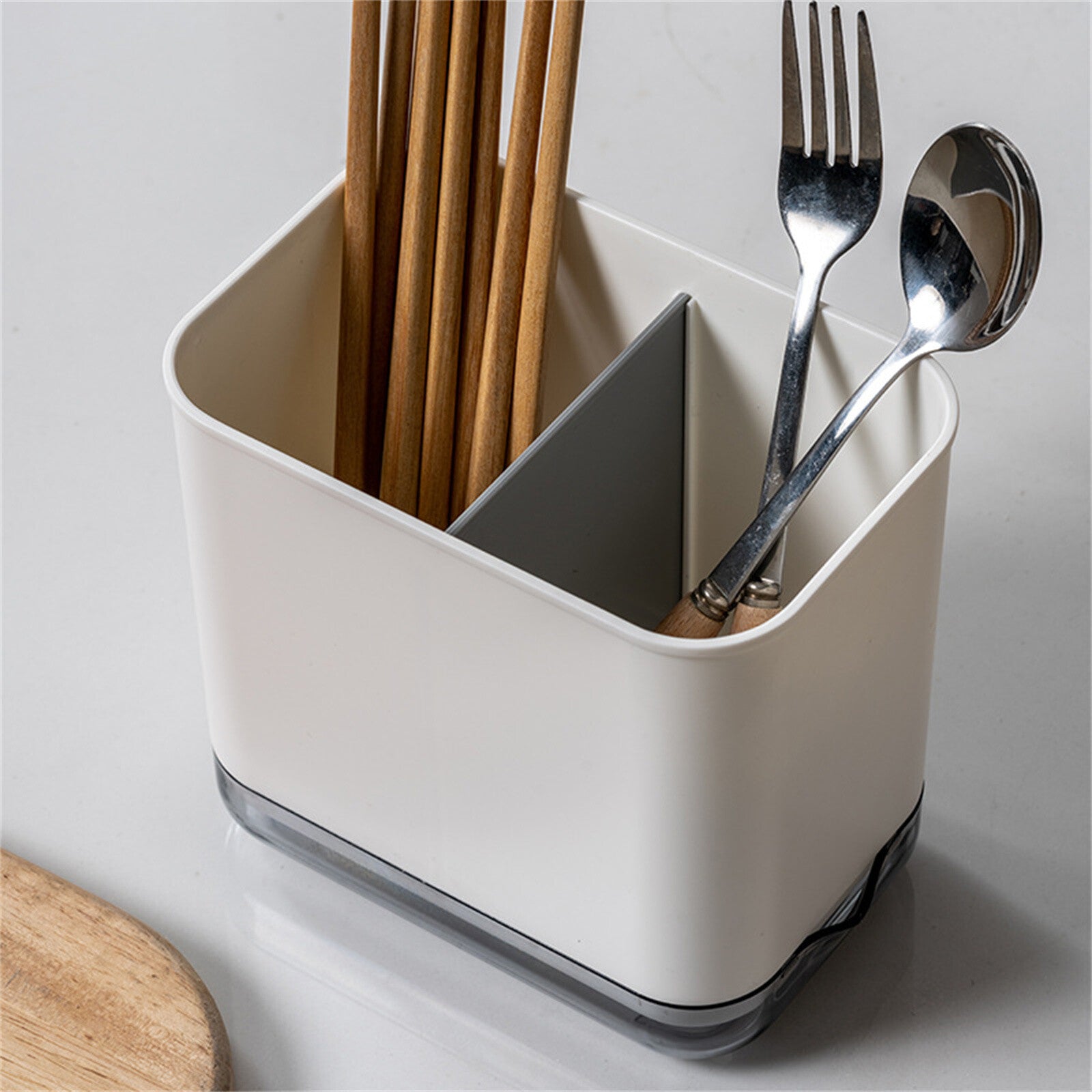 Cutlery Drainer Basket - Multifunctional Spoon Chopstick Storage Holder with Drain Base